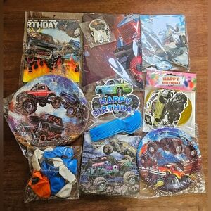 New in Bag. Monster truck birthday decoration pack
